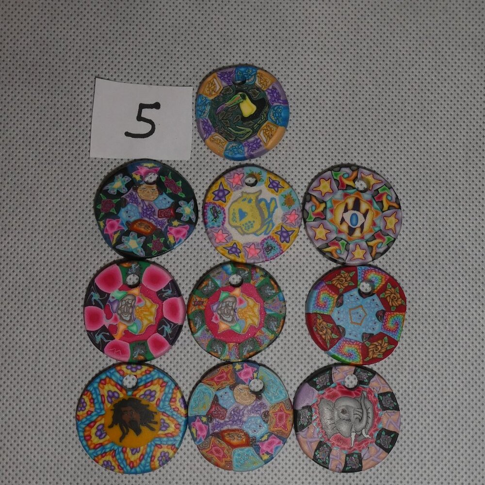 FIMO Clay Pendants Assorted Designs Pack of 10 - Picture 9 of 10